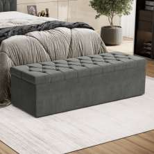 Calçadeira Sagitarius 140 Para Cama de Casal Sued Cinza Aradecor