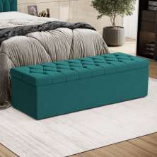 Calçadeira Sagitarius 140 Para Cama de Casal Suede Azul Turquesa Aradecor
