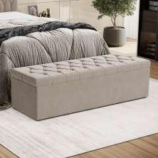 Calçadeira Sagitarius 160 Para Cama Queen Sued Bege Aradecor