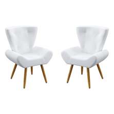 Kit 2 Poltronas Polaris Para Sala de Estar Couro Branco Aradecor