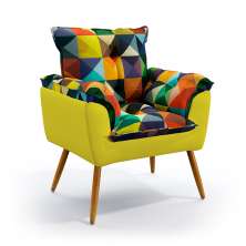 Poltrona Beta Suede Estampado Colorido com Amarelo Aradecor