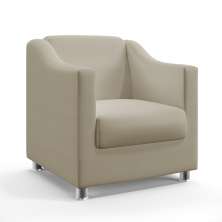 Poltrona Decorativa Alya Couro Artificial Bege Aradecor