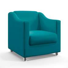 Poltrona Decorativa Alya Sued Azul Turquesa Aradecor