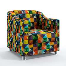 Poltrona Decorativa Alya Sued Estampado Colorido Aradecor
