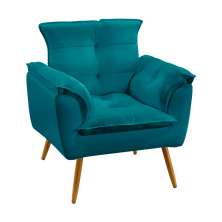 Poltrona Decorativa Beta Sued Azul Turquesa Aradecor