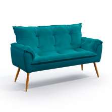 Poltrona Namoradeira Beta Suede Azul Turquesa Aradecor