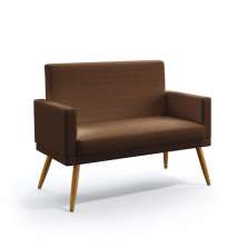Poltrona Namoradeira Vega Com Rodapé Couro Artificial Marrom Aradecor