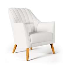 Poltrona Orion Bordada Courino Branco Aradecor