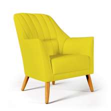 Poltrona Orion Bordada Suede Amarelo Aradecor