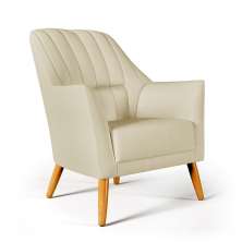 Poltrona Orion Bordada Suede Bege Aradecor