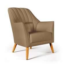 Poltrona Orion Bordada Suede Capuccino Aradecor