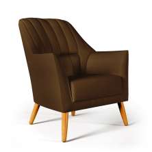 Poltrona Orion Bordada Suede Marrom Aradecor