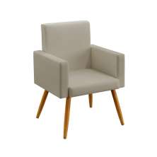 Poltrona Vega Couro Artificial Bege Aradecor