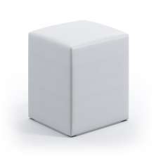 Puff Estofado Decorativo Izar Para Sala de Estar Couro Artificial Branco Aradecor