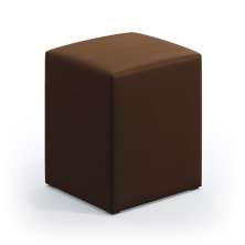 Puff Estofado Decorativo Izar Para Sala de Estar Couro Artificial Marrom Aradecor
