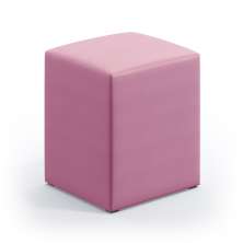 Puff Estofado Decorativo Izar Para Sala de Estar Sued Rosê Aradecor