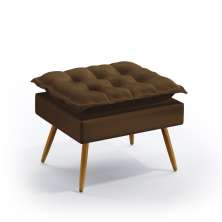 Puff Estofado Decorativo Lunar Para Sala de Estar Sued Marrom Aradecor