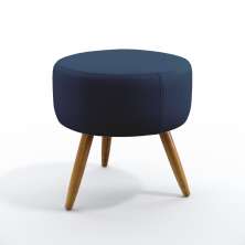 Puff Estofado Decorativo Solar Para Sala de Estar Sued Azul Marinho Aradecor