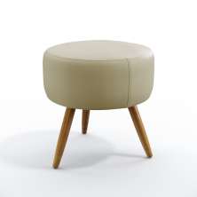 Puff Estofado Decorativo Solar Para Sala de Estar Sued Bege Aradecor