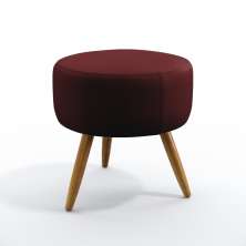 Puff Estofado Decorativo Solar Para Sala de Estar Sued Bordô Aradecor
