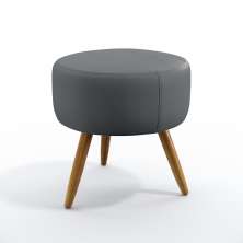 Puff Estofado Decorativo Solar Para Sala de Estar Sued Cinza Aradecor