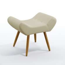 Puff Estofado Polar Para Sala de Estar Sued Bege Aradecor