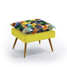 Puff Lunar Sued Estampado Colorido e Amarelo Aradecor