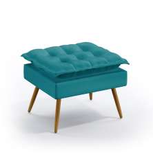 Puff Lunar Suede Azul Turquesa Aradecor