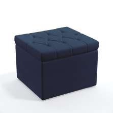 Puff Quasar Com Capitonê Para Sala de Estar Sued Azul Marinho Aradecor