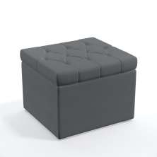 Puff Quasar Com Capitonê Para Sala de Estar Sued Cinza Aradecor
