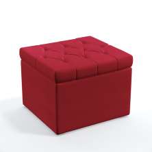 Puff Quasar Com Capitonê Para Sala de Estar Sued Vermelho Aradecor