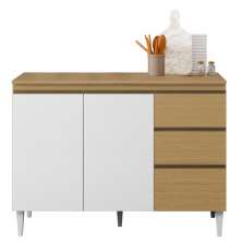 Balcão para Cozinha 120 cm 3 Portas 2 Gavetas Nevasca