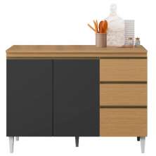 Balcão para Cozinha 120 cm 3 Portas 2 Gavetas Nevasca