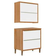 Kit Balcão de Cozinha Com Armário Aéreo 80 cm Opala