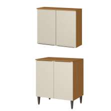 Kit Balcão e Armário Aéreo para Cozinha 80 cm 2 Portas Raiar