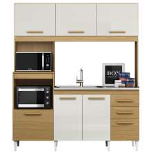 Kit Cozinha 7 Portas 2 Gavetas com Nicho de Microondas Carina
