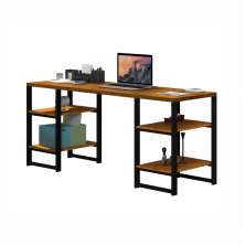 Mesa Office com Estantes Leon Preto Canela Rustico