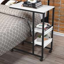 Mesa de Apoio Vintage para Cama Emili Preto e Branco