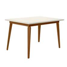 Mesa de Jantar Retangular Brasil Avelã e Off White 130 cm