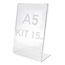 Display Expositor A5 Em L Ps Acrílico Balcão Mesa Kit 15 Pçs