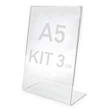 Display Expositor A5 Em L Ps Acrílico Balcão Mesa Kit 3 Pçs