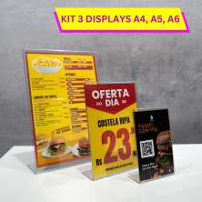 Display Expositor Kit A4 A5 A6 Em L Ps Cristal Acrílico 3 un
