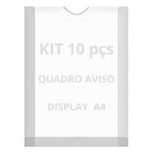 Displays Parede Folha A4 Petg Cristal Quadro Aviso Kit 10 pçs