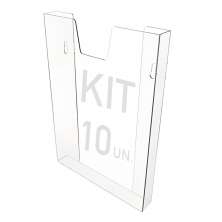 Kit 10 Displays Porta Folha Prontuário Parede A4 Acrílico Ps