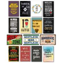 Kit 10 Placas Frases Cozinha Café 20x30 cm Você Escolhe