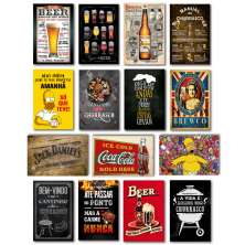 Kit 15 Placas Bebidas Frases Churrasco 20x13cm Você Escolhe