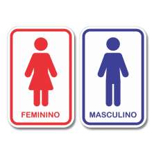 Kit 2 Placas Sinalização Banheiro Feminino Masculino 20x13cm