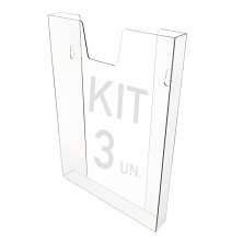 Kit 3 Displays Porta Folha Prontuário Parede A4 Acrílico Ps