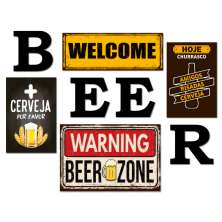 Kit 4 Placas Decorativas Cervejas Bebidas C/ Letras BEER