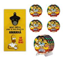 Kit 4 Porta Copos Bebidas Com Suporte + Abridor de Garrafas